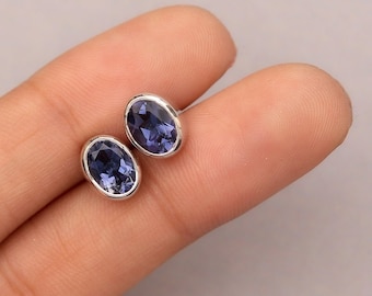 Kyanite Stud Earrings: 925 Sterling Silver, Women's Jewelry