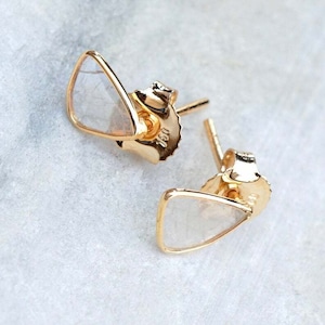 Uncut Slice Polki Diamond Earring, 925 Sterling Silver, Handmade Designer, Gold Plated Earring, Tiny Earring, Birthday Gift