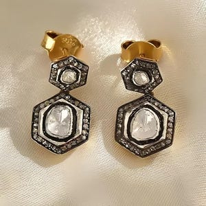 Natural Uncut Polki Diamond, Pave Diamond Earring Handmde Designer Earring Victorian Earring Gift For Occasion Gift For Her Polki Earring