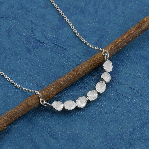 Collier diamant polki collier diamant non taillé en argent