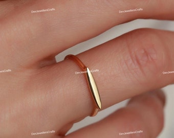 Dainty 9K Gold Minimalist Ring: Handmade Stackable Promise Band