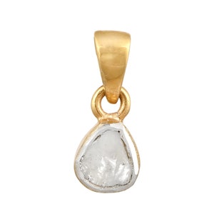 Polki Drop Pendant, Victorian Vintage Pendant, 925 Sterling Silver, Polki Diamond Pendant, Drop Shape Pendant, Birthday Gift Pendant.