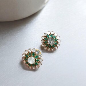 Emerald Earring, Drop Earring, Handmade Earring, 925 Silver, Emerald & Polki Diamond earring, Wedding Earring, Polki Earring Jewelry Earring