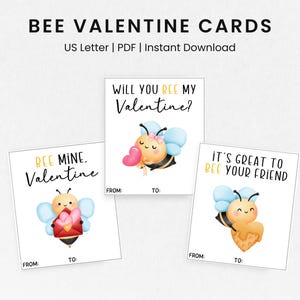 Bee Valentine Cards, Bee Mine Valentine, Printable School Valentines, Kids Valentines Cards