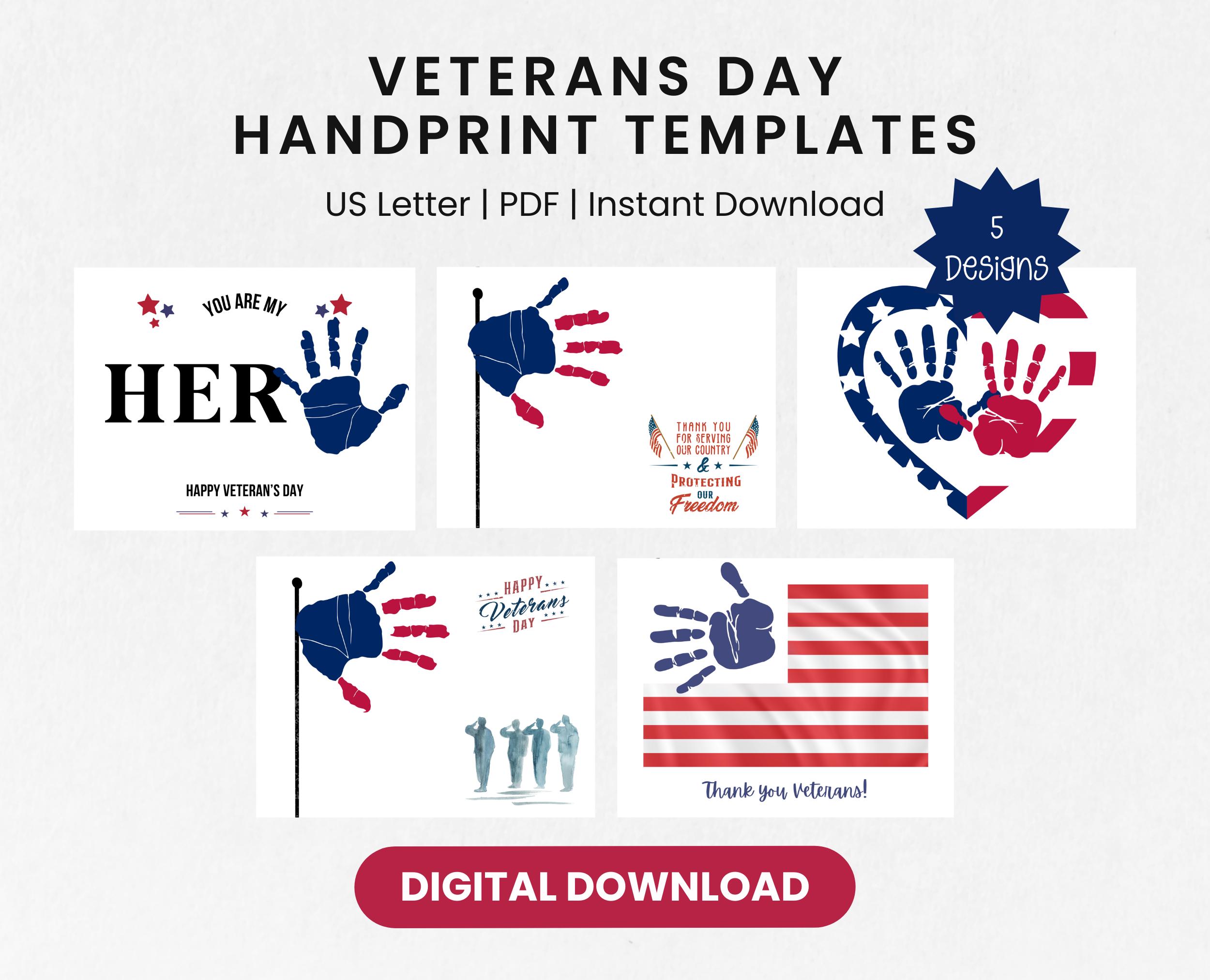 Veterans Day Handprint Craft Templates Patriotic Handprint Art Fall 