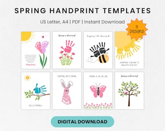 Spring Handprint Craft, Spring Handprint Art, Spring Footprint Art, Spring Activities, Spring Handprint and Footprint Crafts for Daycare