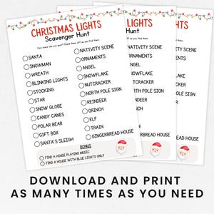 Christmas Lights Scavenger Hunt, Holiday Lights Scavenger Hunt for Kids ...