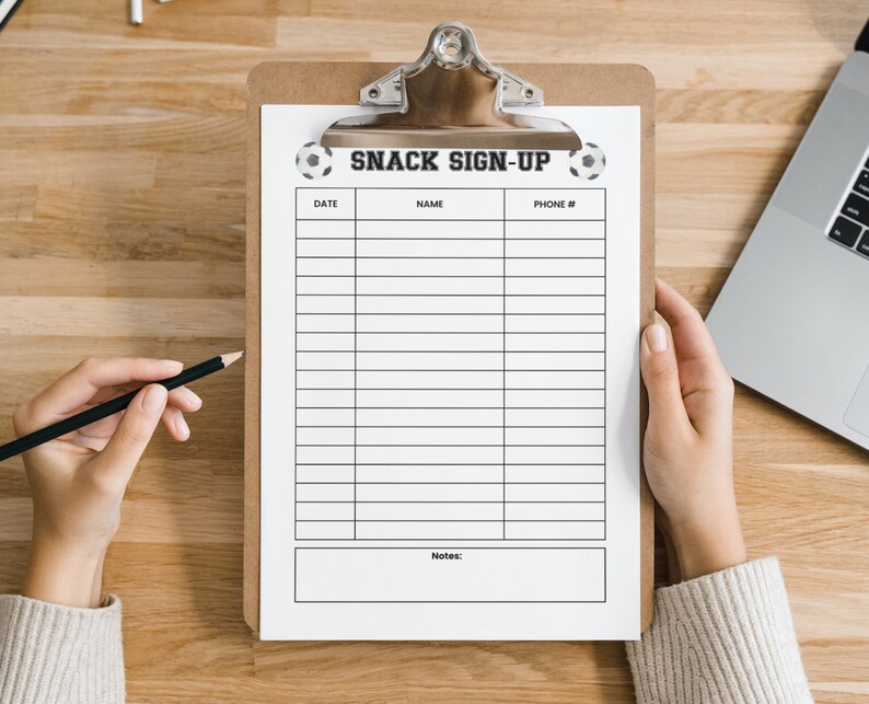 Snack Sign up Sheet Fillable, Soccer Coach Snack Signup Sheet Printable ...
