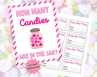 Valentine Guess How Many Candies Game, Valentine&#39;s Day Candy Guessing Game, Valentine Office Party Game, Valentine&#39;s Day Classroom Game