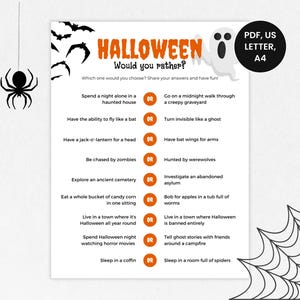 Halloween Would You Rather, Activities for Kids Printable, Halloween Party Activities, Virtual Halloween Game, Office Party Game