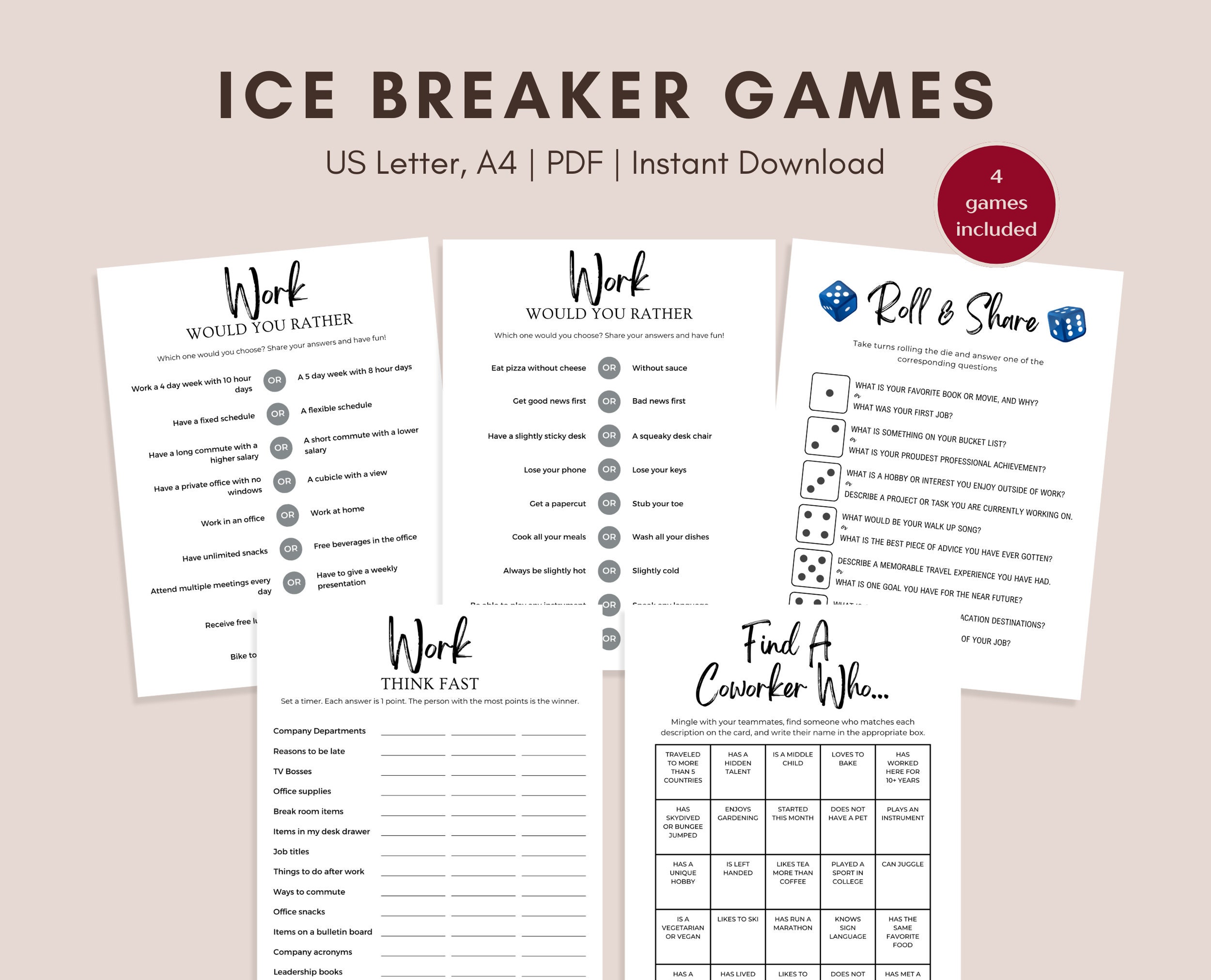 Icebreaker Game Bundle Printable Team Building Games Group Activities Icebreaker Game Bundle Printable Team Building Games Group Activities