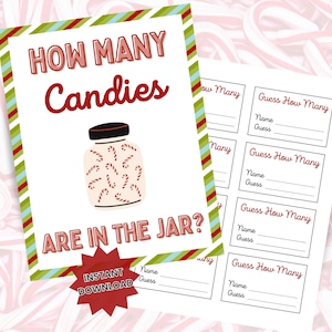 Christmas Guess How Many Candies Game, Christmas Day Candy Guessing Game, Christmas Office Party Game, Christmas Classroom Game