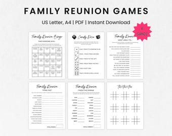 Family Reunion Games Bundle, Family Reunion Ideas, Reunion Games Printable, Family Party Games, Fun Family Reunion Activities