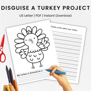 Disguise a Turkey Printable, Turkey in Disguise Project, Turkey Disguise Classroom Activity, Thanksgiving Activity for Kids