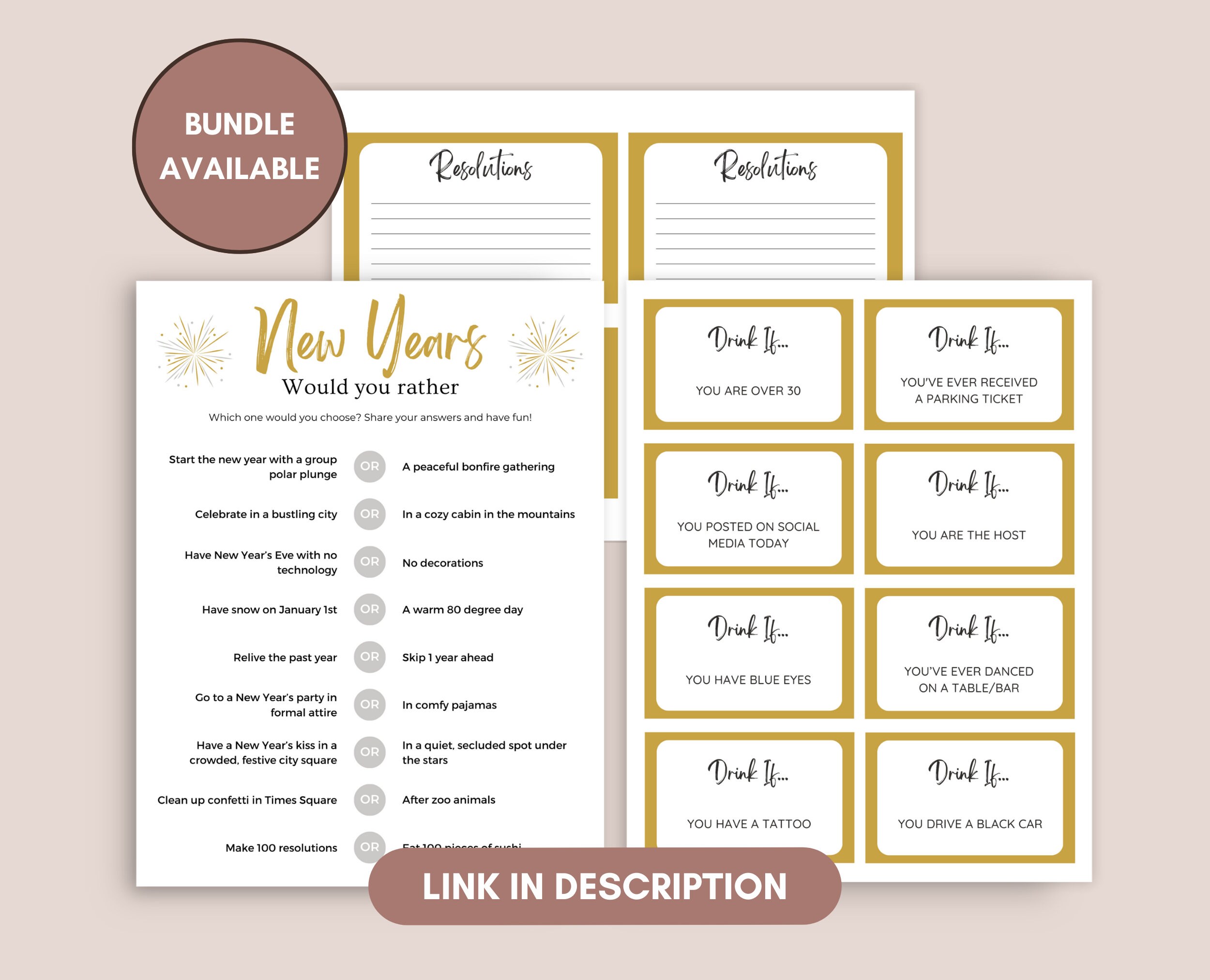 New Years Drinking Game, Printable New Year's Eve Game, Drink If Game ...