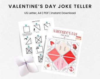 Valentine&#39;s Day Joke Teller, Printable Valentine&#39;s Day Cootie Catcher, Fortune Teller Printable, Valentines Activity