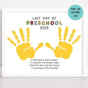Last Day of Preschool Handprint Art, Preschool Graduation Handprint Craft, Printable Pre-K Graduation, Handprint Art Keepsake 2025