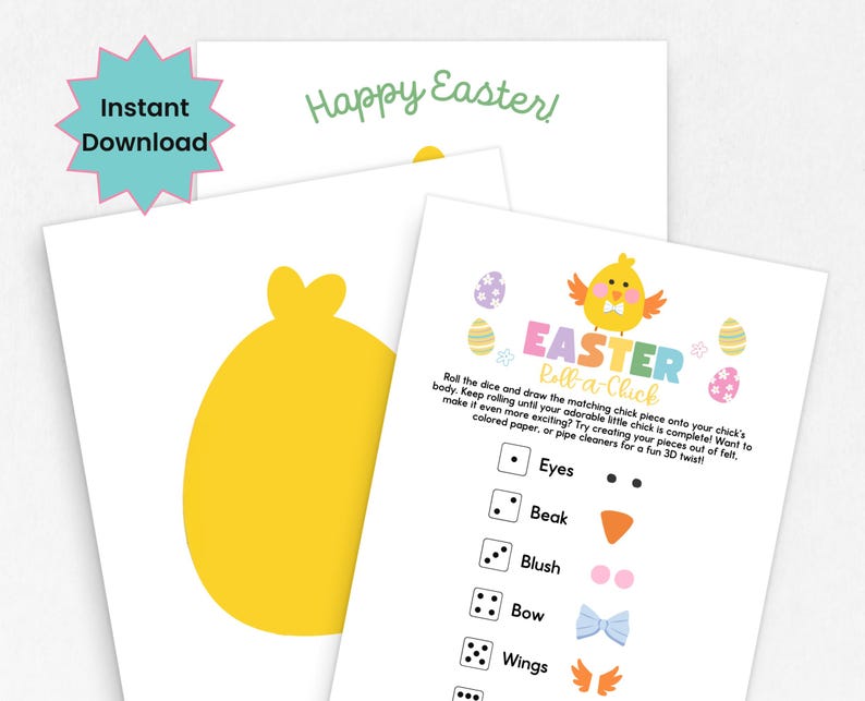 Roll A Chick Game, Easter Party Game, Spring Dice Game, Printable ...