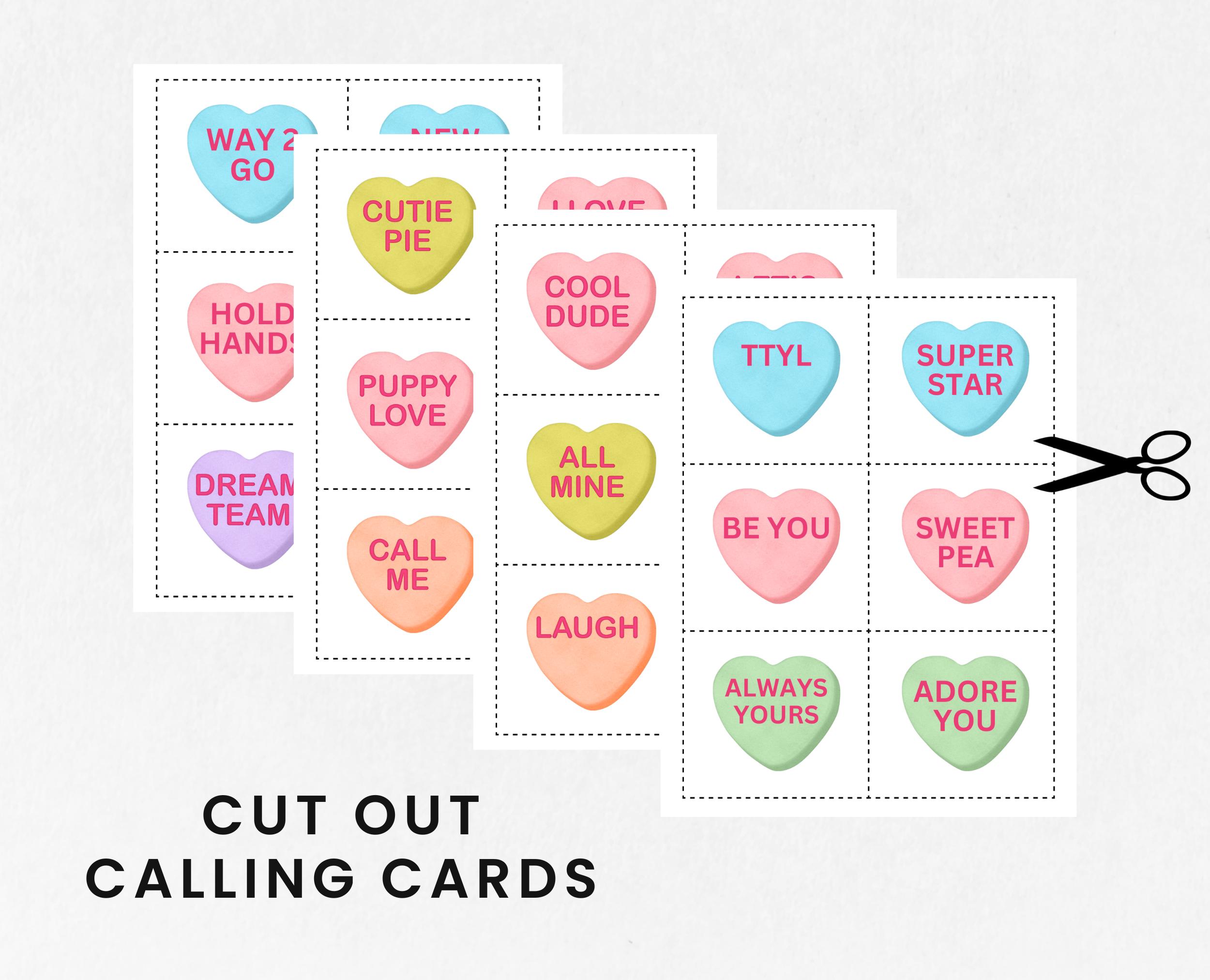 Valentine's Bingo, Valentines Bingo Printable, Conversation Hearts ...