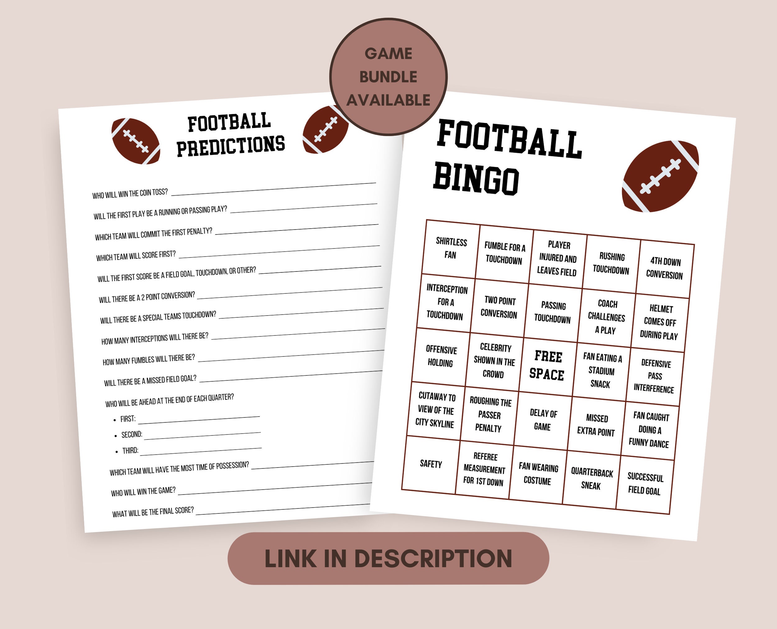 Football Predictions Guessing Game, Football Party Game for Kids and