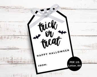Halloween Treat Bag Tags Printable, Happy Halloween Gift Tag, Trick or Treat Bag Tag, Halloween Gift Tag Printable, Favor Tags, Printed Tags