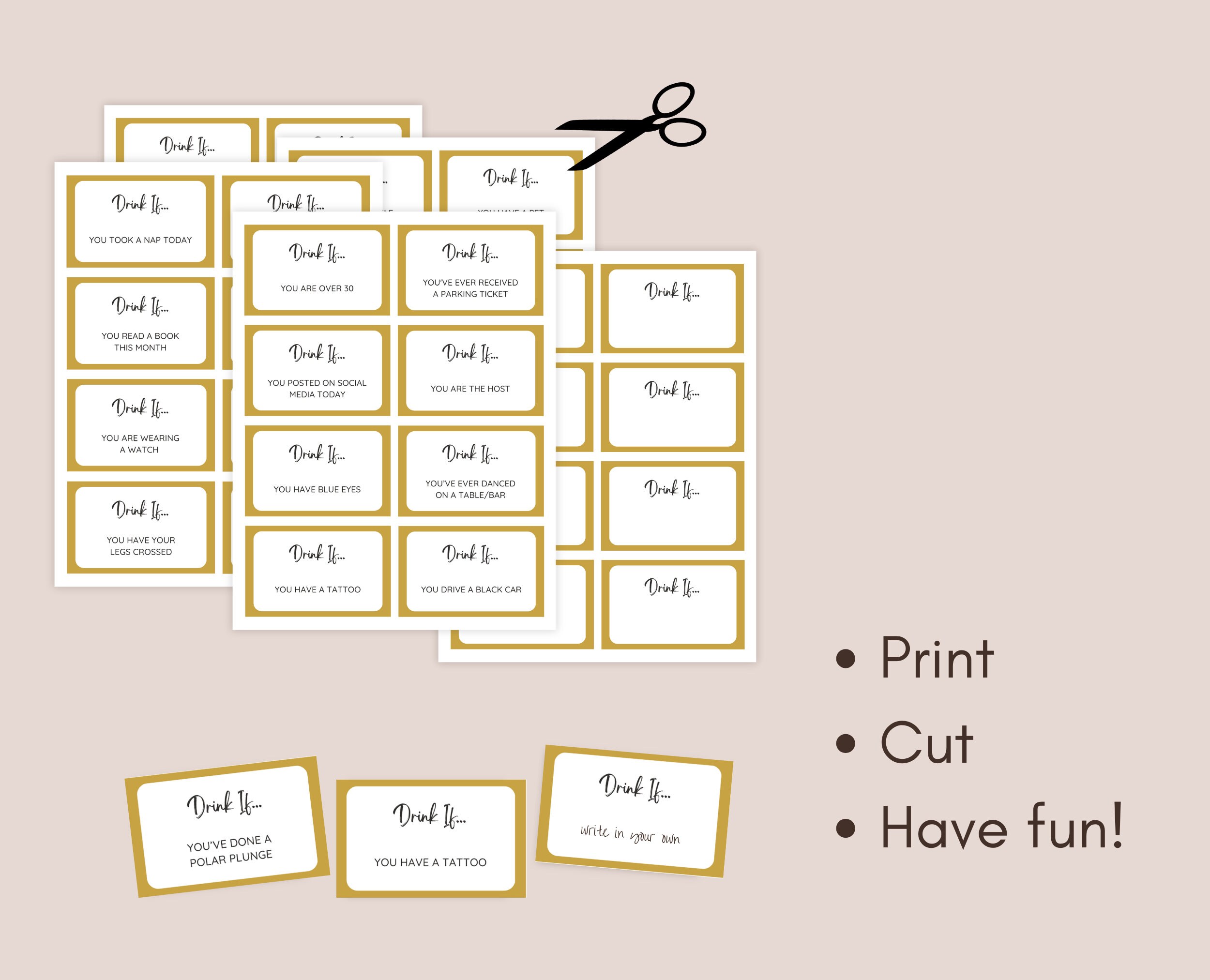 New Years Drinking Game, Printable New Year's Eve Game, Drink If Game ...