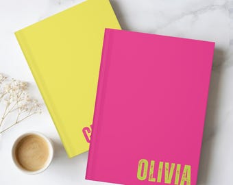 Diario personalizzato con nome per ragazze, quaderno personalizzabile, regalo con nome personalizzato, regalo per ragazze adolescenti, quaderno con copertina rigida dai colori vivaci personalizzato