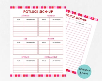 Editable Valentines Potluck Sign Up Sheet, Office Potluck Party Printable, Valentine's Day Party Potluck, Food Sign Up Sheet, Church Sign up
