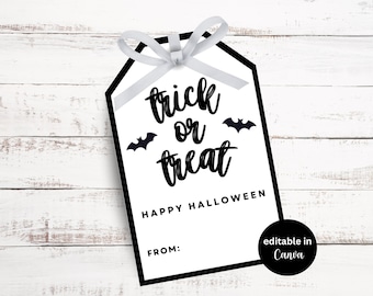 Etichette modificabili per sacchetti di dolcetti di Halloween, etichette regalo di Halloween, etichette per sacchetti di "dolcetto o scherzetto", etichette regalo di Halloween per colleghi, etichette di Halloween, etichette per bomboniere