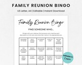 Editable Family Reunion Bingo, Family Reunion Printable Bingo Game, Reunion Game, Family Reunion Activity, Mingle Bingo