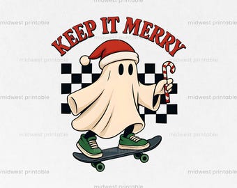 Ghost Christmas PNG, Ghost Christmas-sweaterontwerp, Keep It Merry PNG, Spooky Christmas PNG, kerstmokontwerp, Instant Download