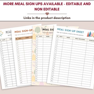 Meal Sign up Sheet, Winter Meal Train Signup Sheet Printable, Food ...
