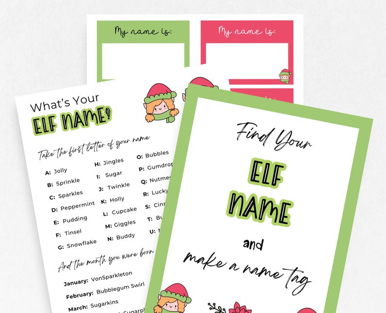 What's Your Elf Name Game, Christmas Name Game Activity, Christmas Day ...