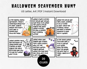 Halloween Scavenger Hunt, Indoor and Outdoor Home Scavenger Hunt, Halloween Party Game Printable, Halloween Scavenger Hunt for Kids