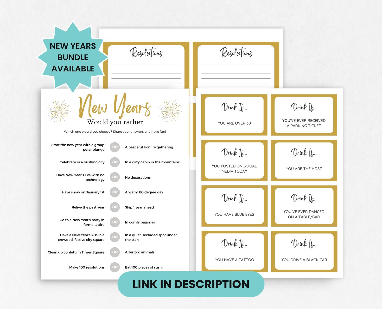 New Years Drinking Game, Printable New Year's Eve Game, Drink If Game ...