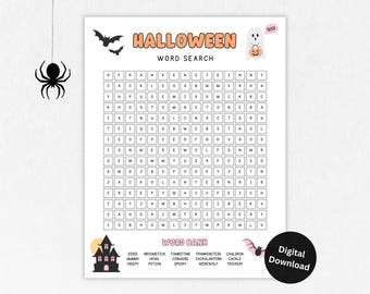 Halloween Word Search, Halloween Kids Word Find, Printable Halloween Activity, Halloween Classroom Activity, Kids Halloween Word Search