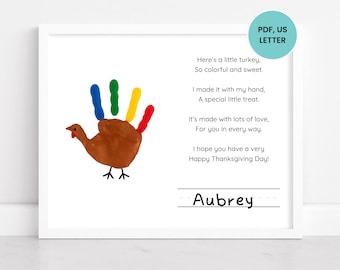 Thanksgiving Turkey Handprint Art Template, Thanksgiving Handprint Craft, Fall Handprint Craft, Toddler Handprint Craft, Daycare Handprint