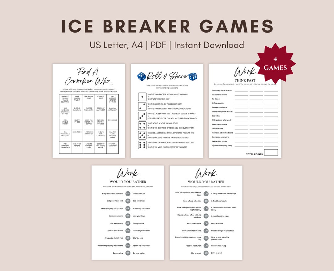 Icebreaker Game Bundle Printable Team Building Games Group Activities Icebreaker Game Bundle Printable Team Building Games Group Activities