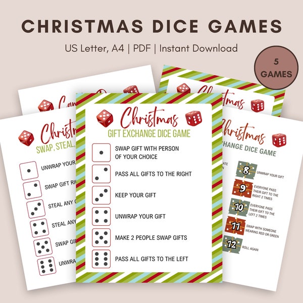 Christmas Dice Game Printable, Christmas Gift Exchange Dice Game, White Elephant Dice Game, Dice Gift Exchange, Office Gift Exchange