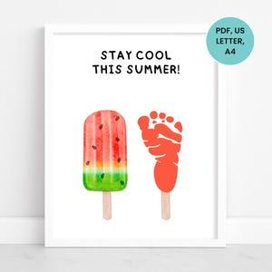 Summer Handprint Art Template, Summer Handprint Craft, Summer Footprint Art, Summer Activity, Handprint and Footprint Craft for Daycare