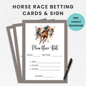 Wedkaarten paardenrace, afdrukbaar derbyspel, derby wedkaarten, paardenracespel, wedstrookje, bord weddenschap