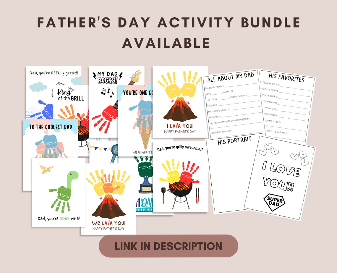 Handprint Templates for Dad, Daddy Handprint Art, Father's Day ...