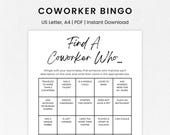 Coworker Bingo, Work Bingo, Office Bingo Printable, Bingo Game for Coworkers, Team Building Bingo Game, Icebreaker Game