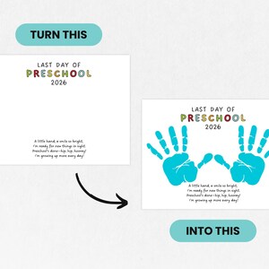 Last Day of Preschool Handprint Art, Preschool Graduation Handprint Craft, Printable Pre-K Graduation, Handprint Art Keepsake 2026 image 2