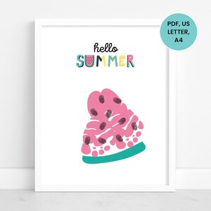 Watermelon Handprint Art Template, Summer Handprint Craft, Summer Footprint Art, Summer Activity, Handprint and Footprint Craft for Daycare