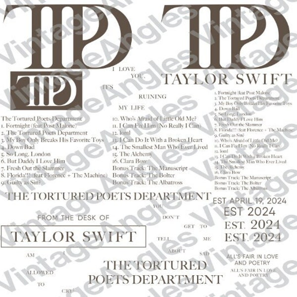 Swiftie Tortured Poets Department Era Bundle SVG PNG Digital Download Print Cut Big Bundle