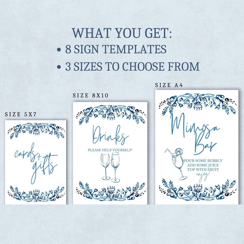Something Blue Bridal Shower Signs Bundle, Editable Sign Set, Bridal ...