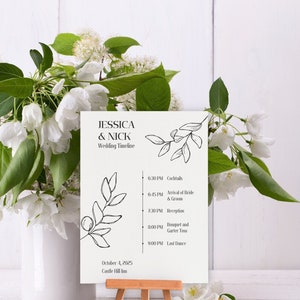 Minimalist Wedding Day Timeline Card Template, Modern Wedding Itinerary, Editable Order of Events Wedding schedule, Editable Wedding Sign
