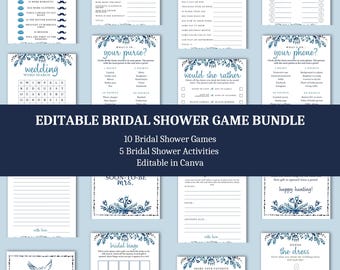 Something Blue Bridal Shower Games, Editable Bundle (Digital Download)