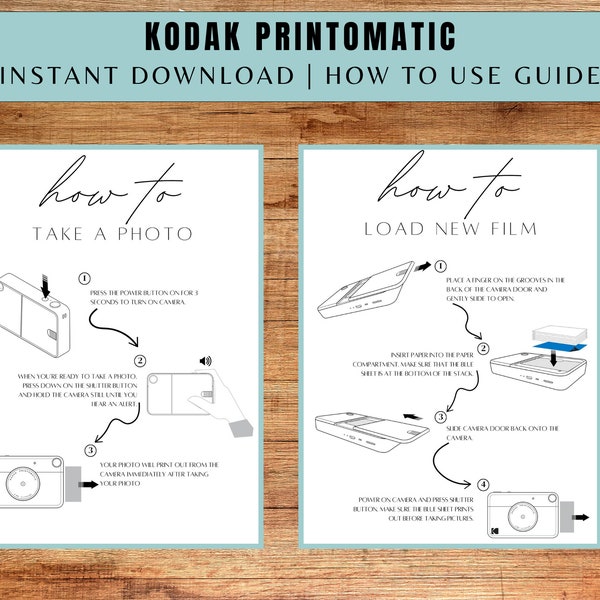 Kodak Printomatic Guestbook Sign, Camera Instructions, Wedding Photo Sign, How To Load New Film, INSTANT DOWNLOAD